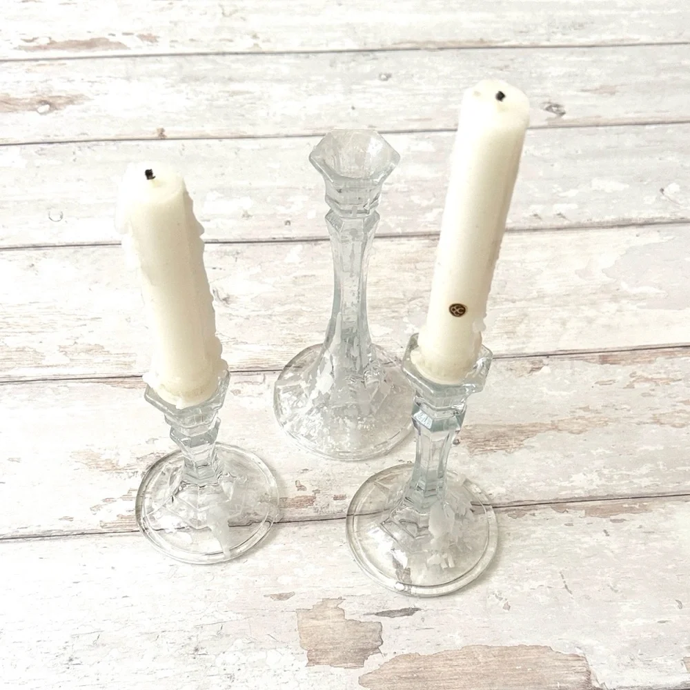 Crystal Taper Candle Holders Stands Set of 3 Tiered Heights Home Decor